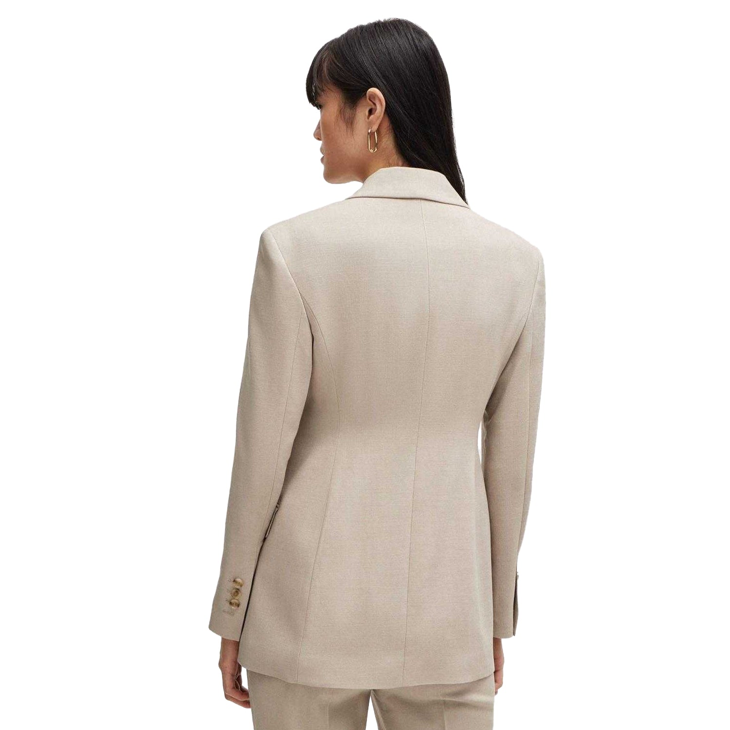 Beige - Back - Boss Womens-Ladies Jerela Single-Breasted Jacket