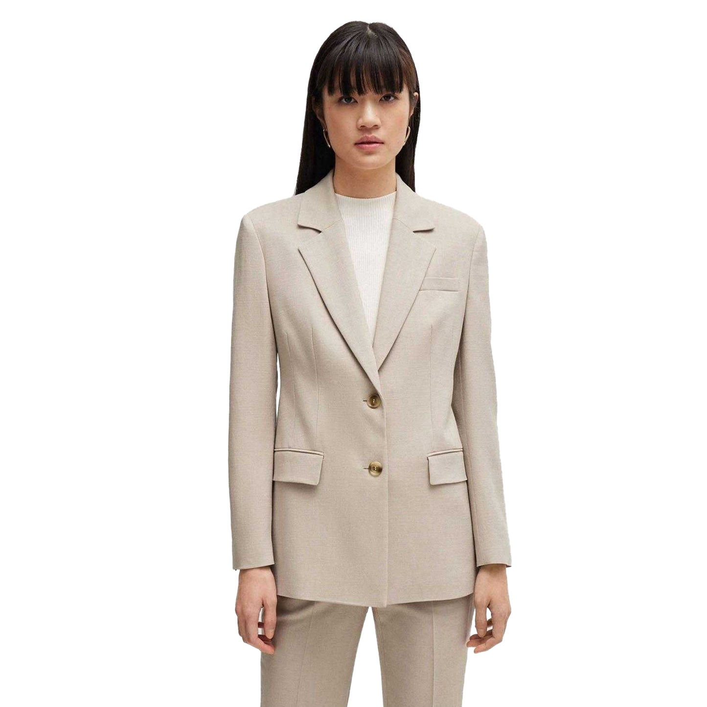 Beige - Side - Boss Womens-Ladies Jerela Single-Breasted Jacket