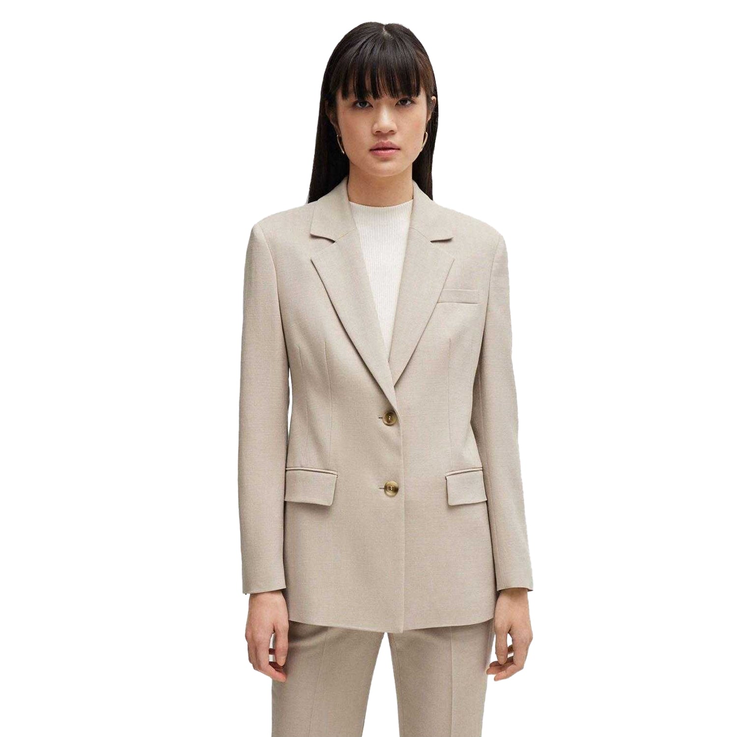Beige - Side - Boss Womens-Ladies Jerela Single-Breasted Jacket