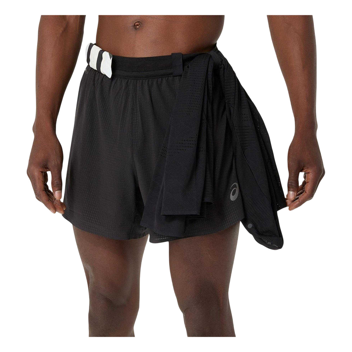 Black - Side - Asics Mens Metarun Logo Running Shorts