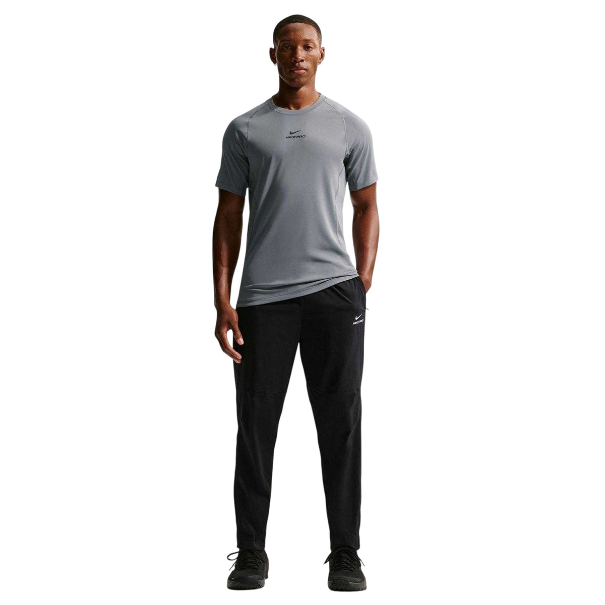 Black-White - Front - Nike Mens Pro Relaxed Fit Trousers