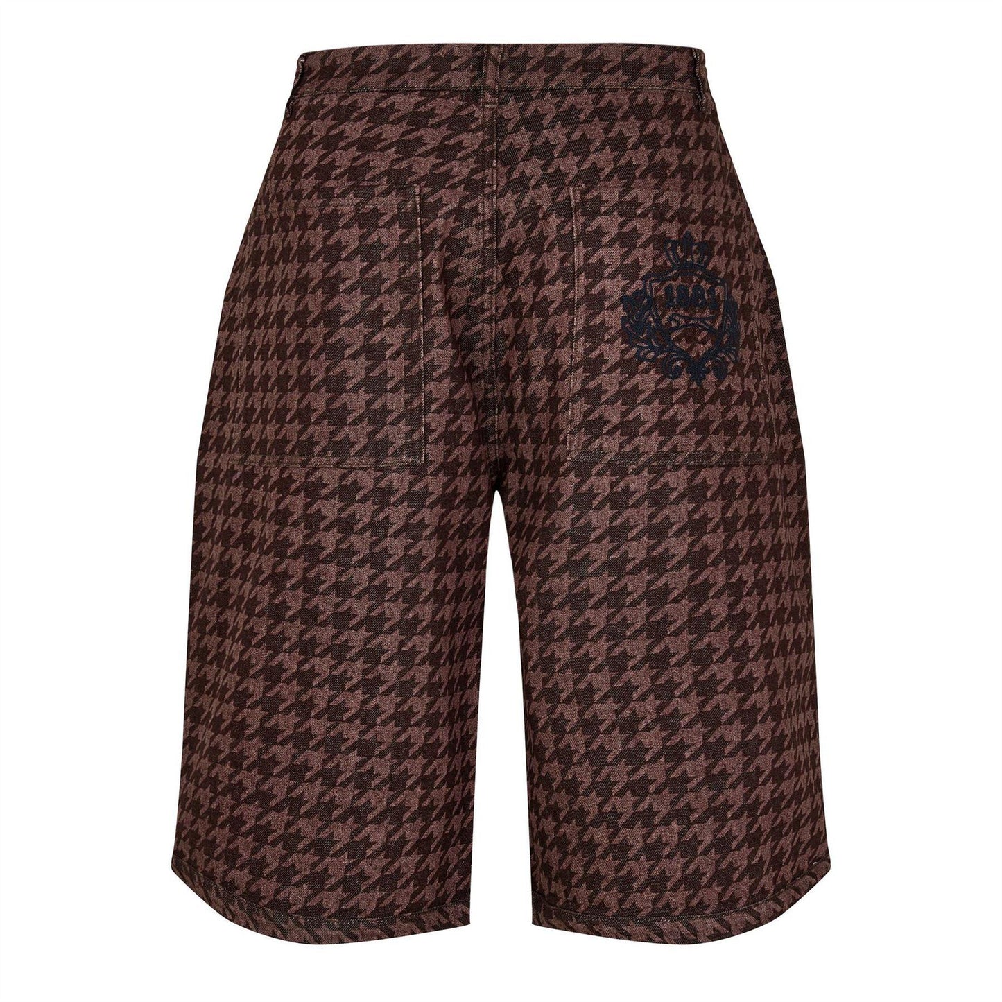 Brown - Back - Slazenger Mens Taproom Denim Houndstooth Shorts