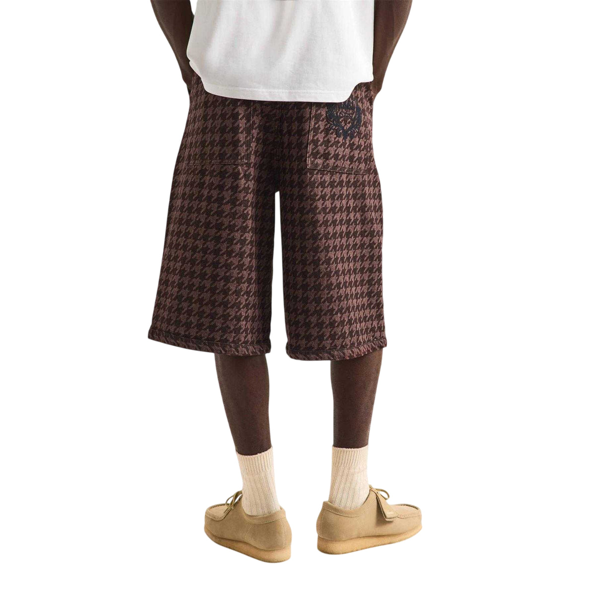 Brown - Pack Shot - Slazenger Mens Taproom Denim Houndstooth Shorts