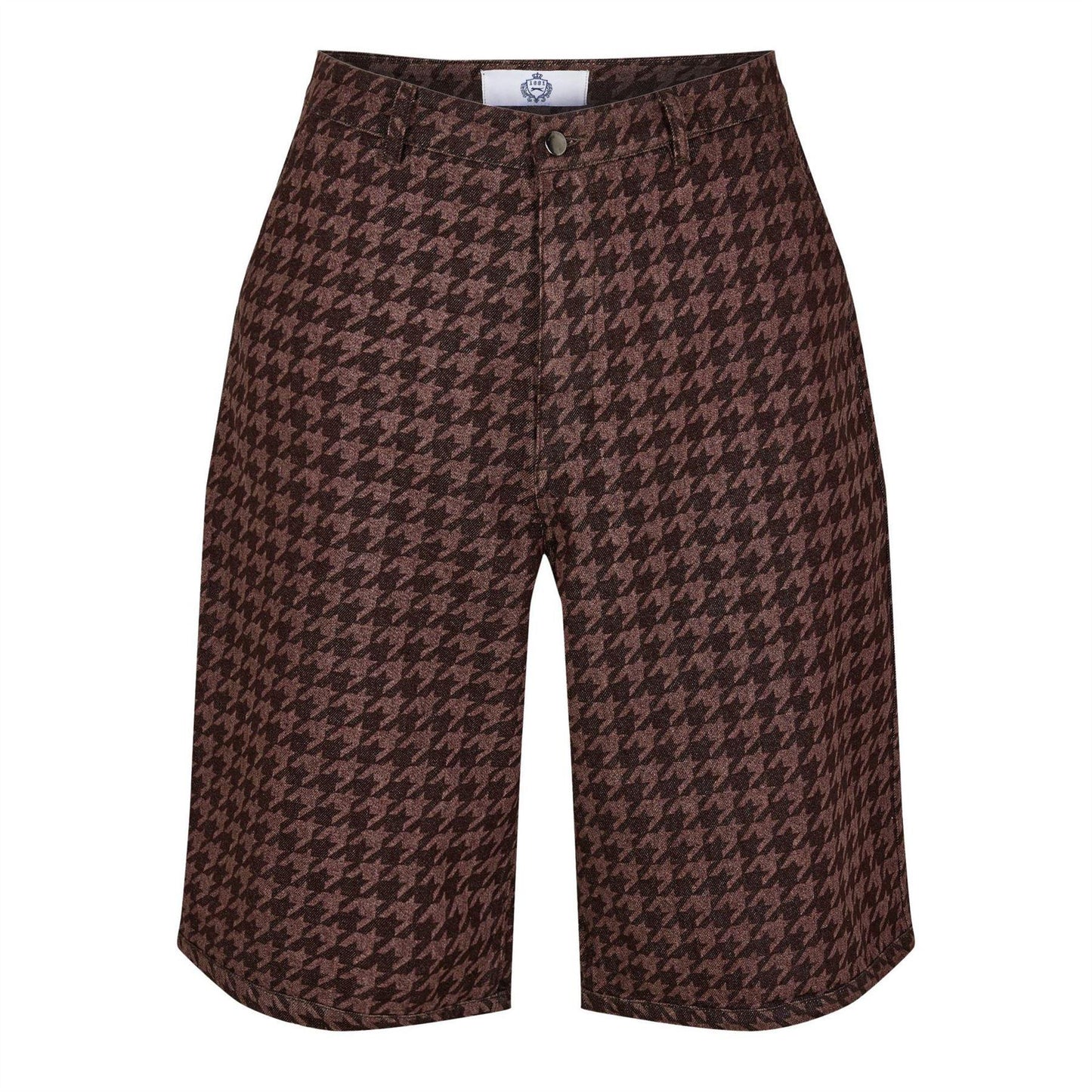 Brown - Front - Slazenger Mens Taproom Denim Houndstooth Shorts
