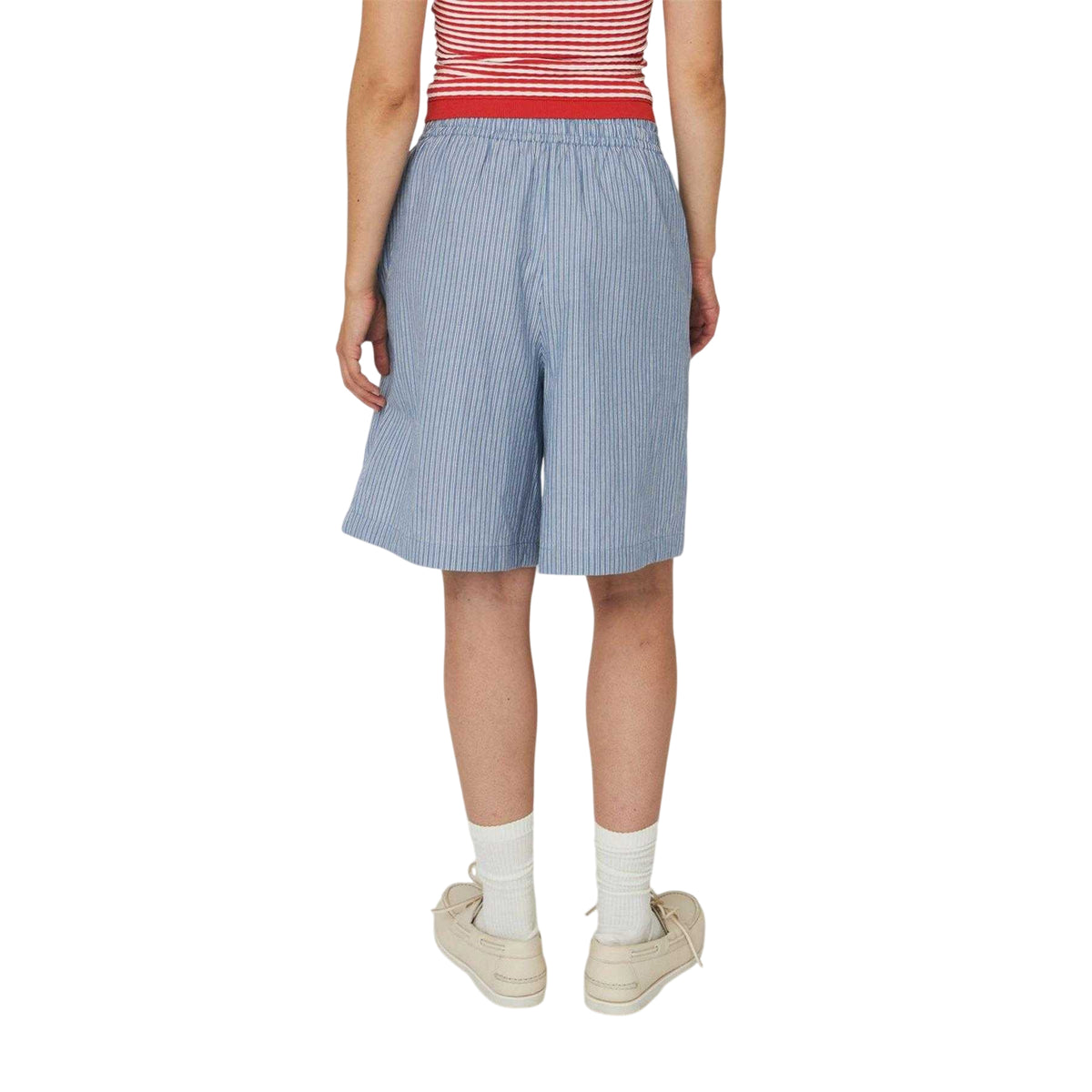 Nova-Blue - Front - Stella Nova Womens-Ladies Embroidered Logo Stripes Shorts