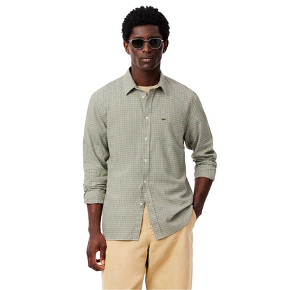 Khaki Brown - Side - Lacoste Mens Flannel Regular Shirt