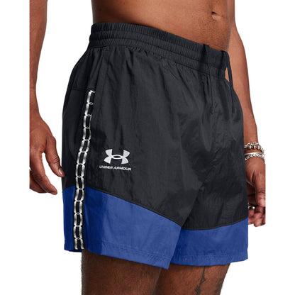 Black - Side - Under Armour Mens Terrace96 Woven Shorts
