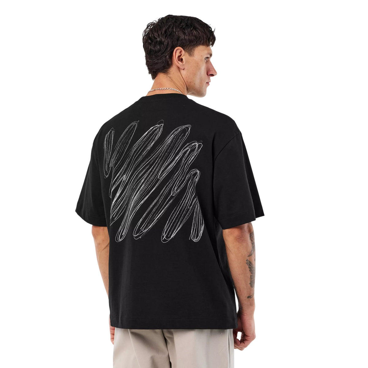 Black-White - Pack Shot - Off White Mens Diags Skate Scribble Regular T-Shirt