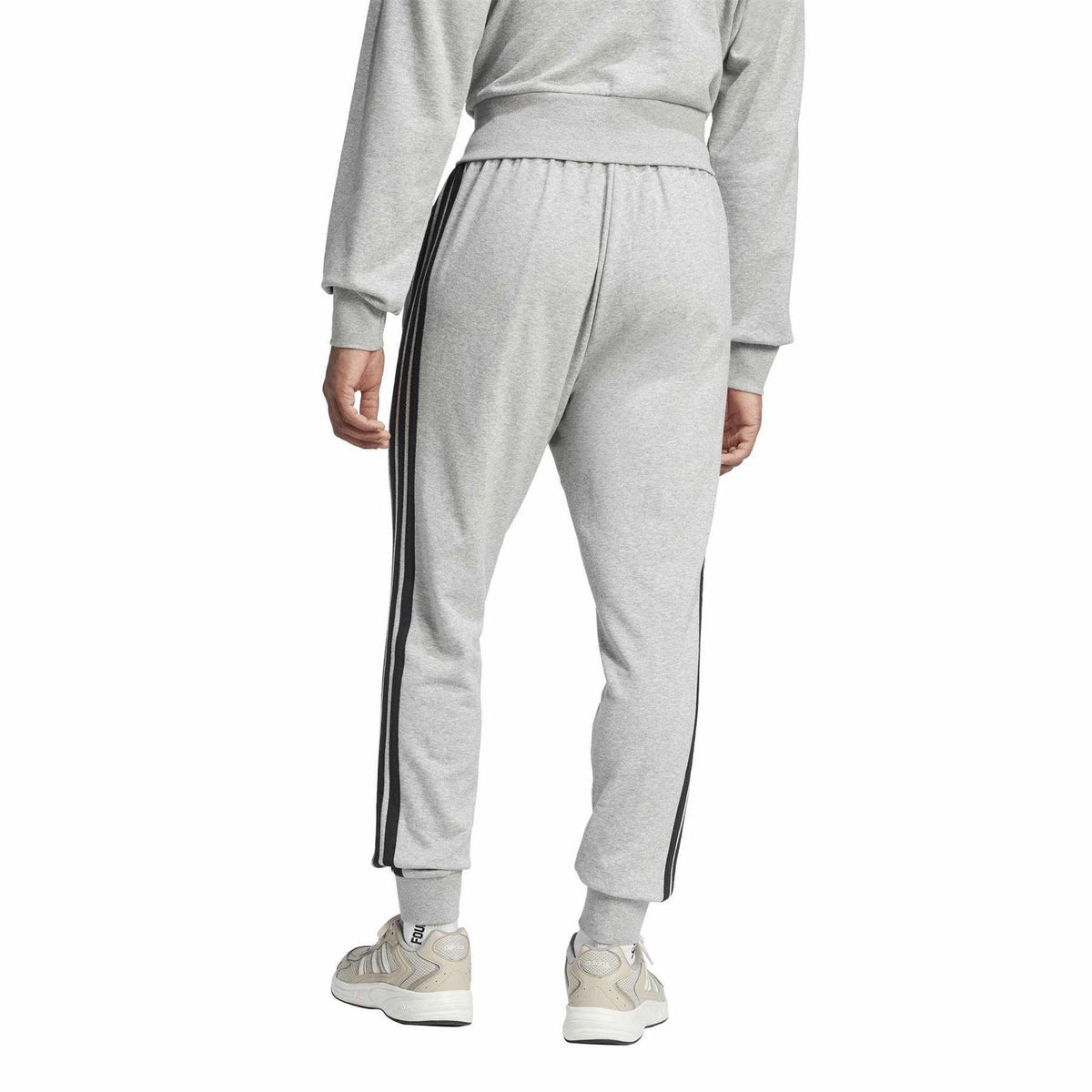 Medium Heather Grey - Back - Adidas Mens 3S 3 Stripes Joggers