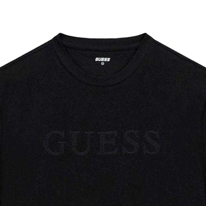 Jet Black - Side - Guess Mens Logo Printed Short-Sleeved T-Shirt
