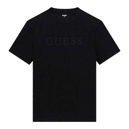 Jet Black - Front - Guess Mens Logo Printed Short-Sleeved T-Shirt