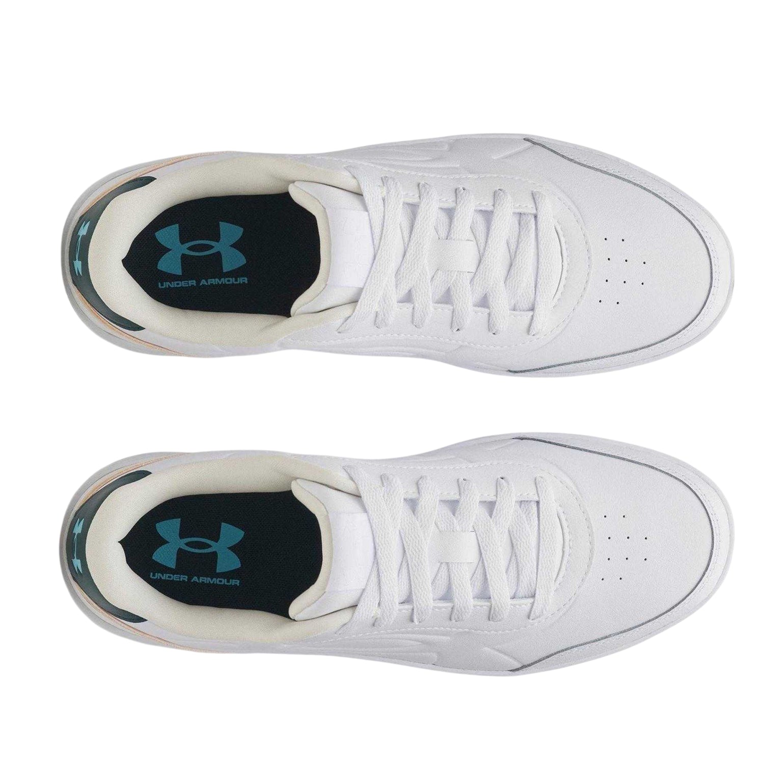 White-Green - Side - Under Armour Mens Tempo Leather Trainers