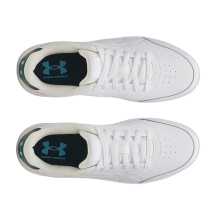 White-Green - Side - Under Armour Mens Tempo Leather Trainers