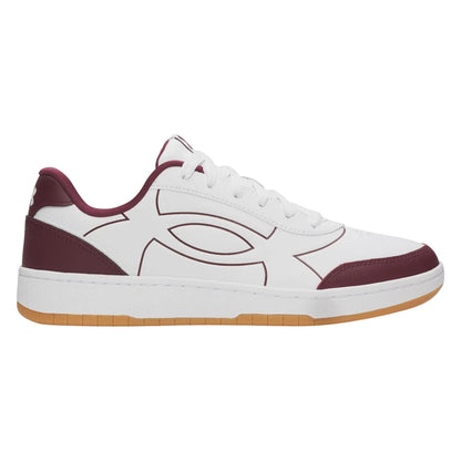 White-Maroon - Front - Under Armour Mens Tempo Leather Trainers
