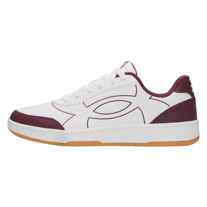 White-Maroon - Back - Under Armour Mens Tempo Leather Trainers