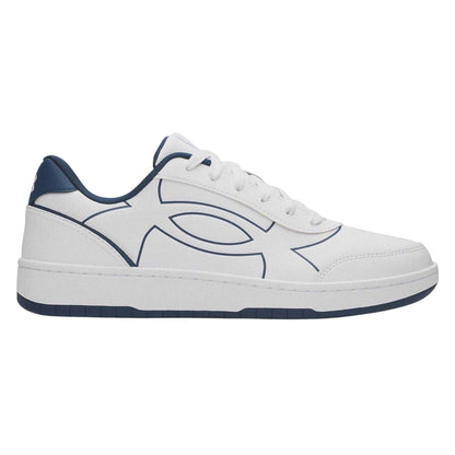 White-Blue - Front - Under Armour Mens Tempo Leather Trainers