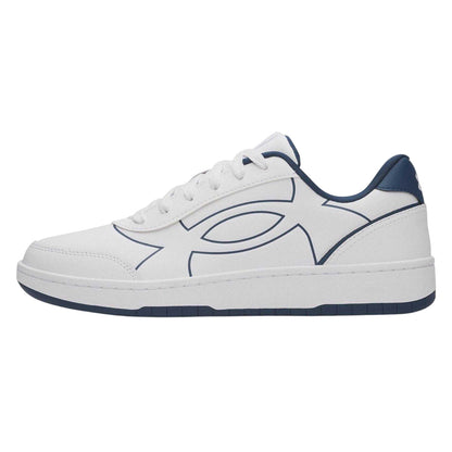 White-Blue - Back - Under Armour Mens Tempo Leather Trainers