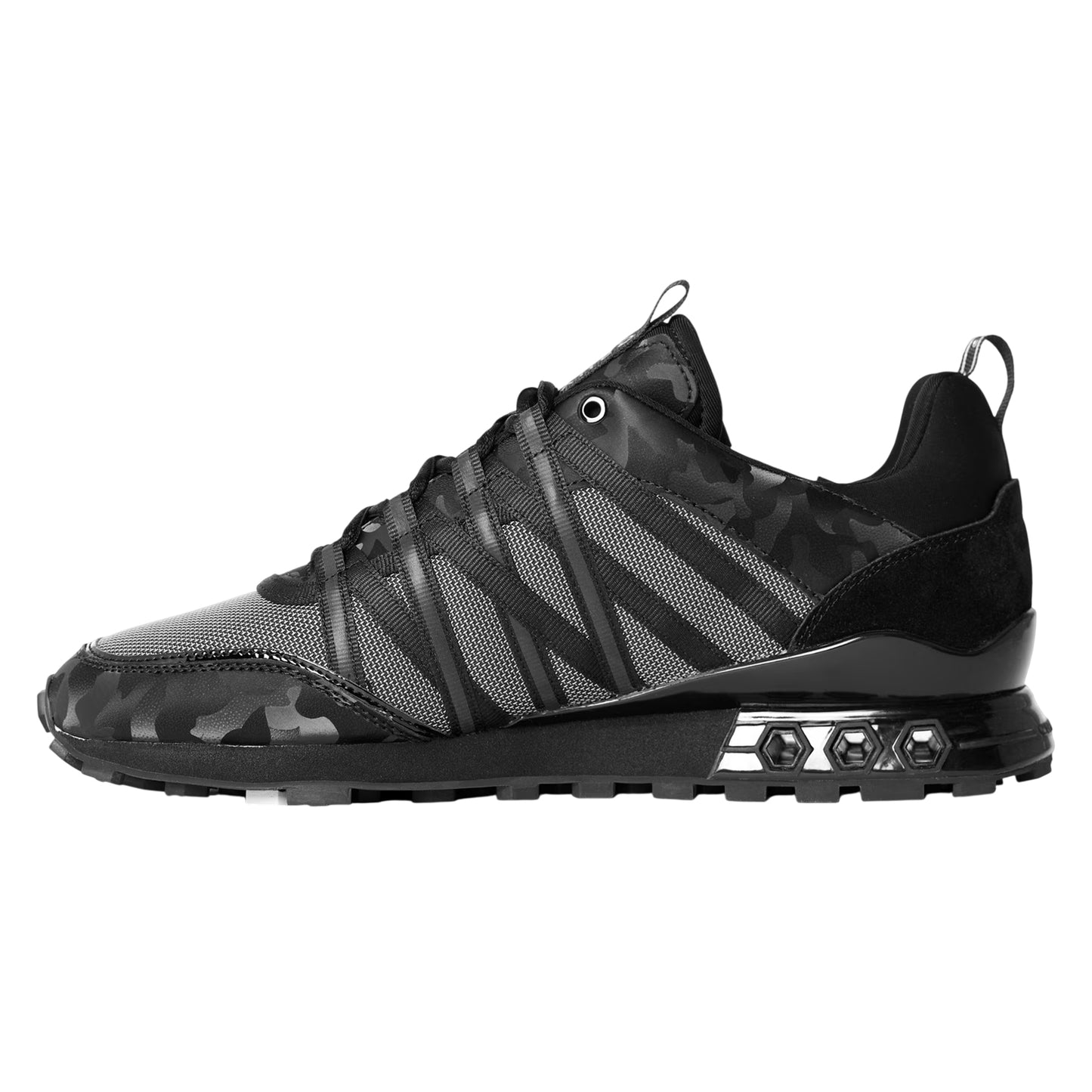 Black Camo - Back - Cruyff Mens Fearia Mesh Hex-Tech Trainers