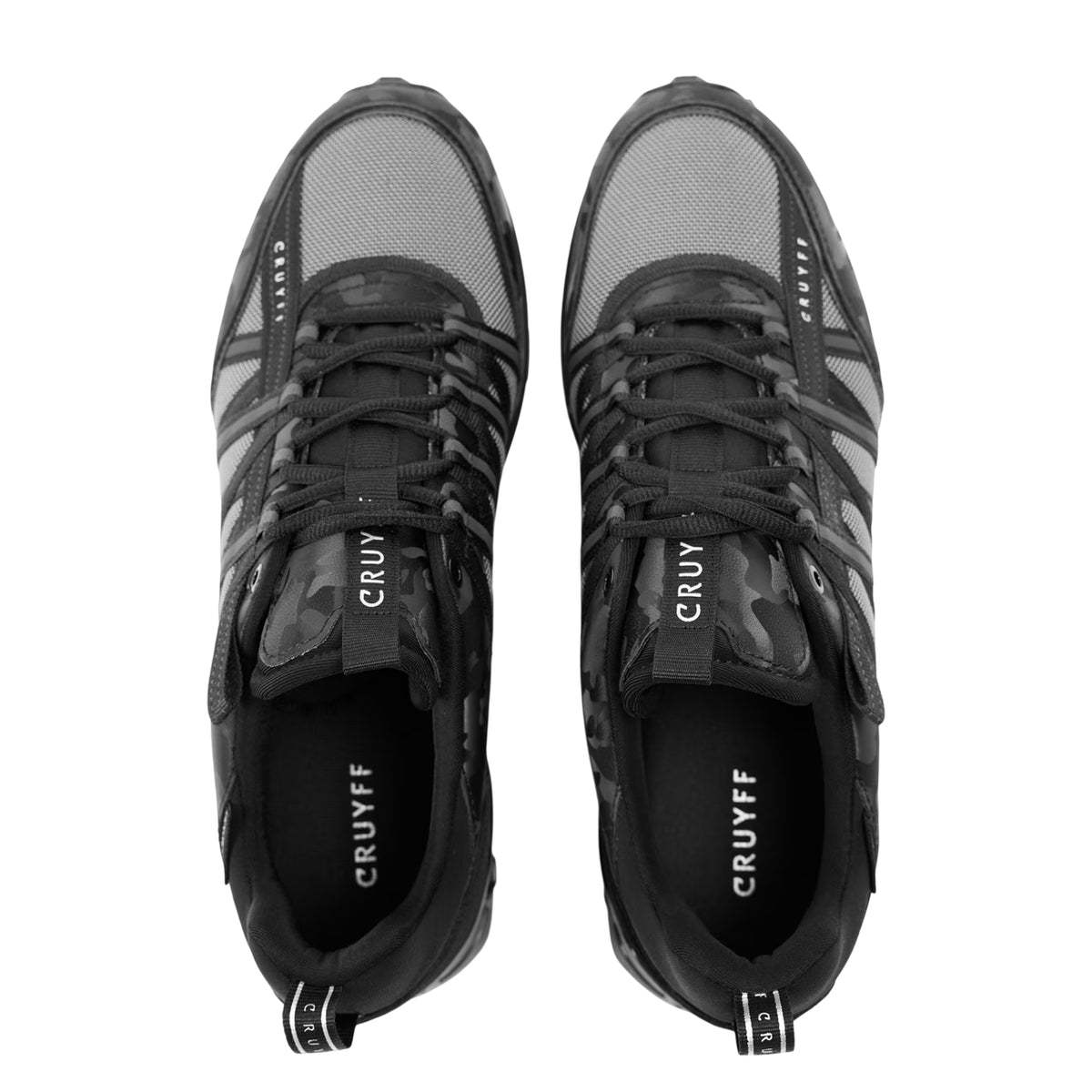 Black Camo - Side - Cruyff Mens Fearia Mesh Hex-Tech Trainers