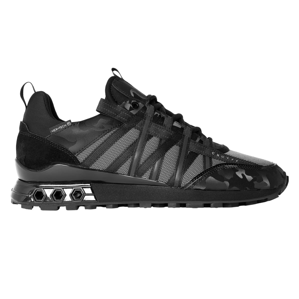 Black Camo - Front - Cruyff Mens Fearia Mesh Hex-Tech Trainers