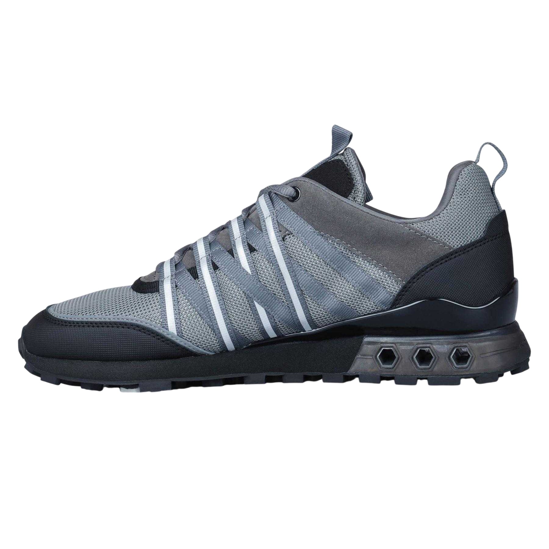 Grey - Side - Cruyff Mens Fearia Eclipse Suede Hex-Tech Walking Trainers