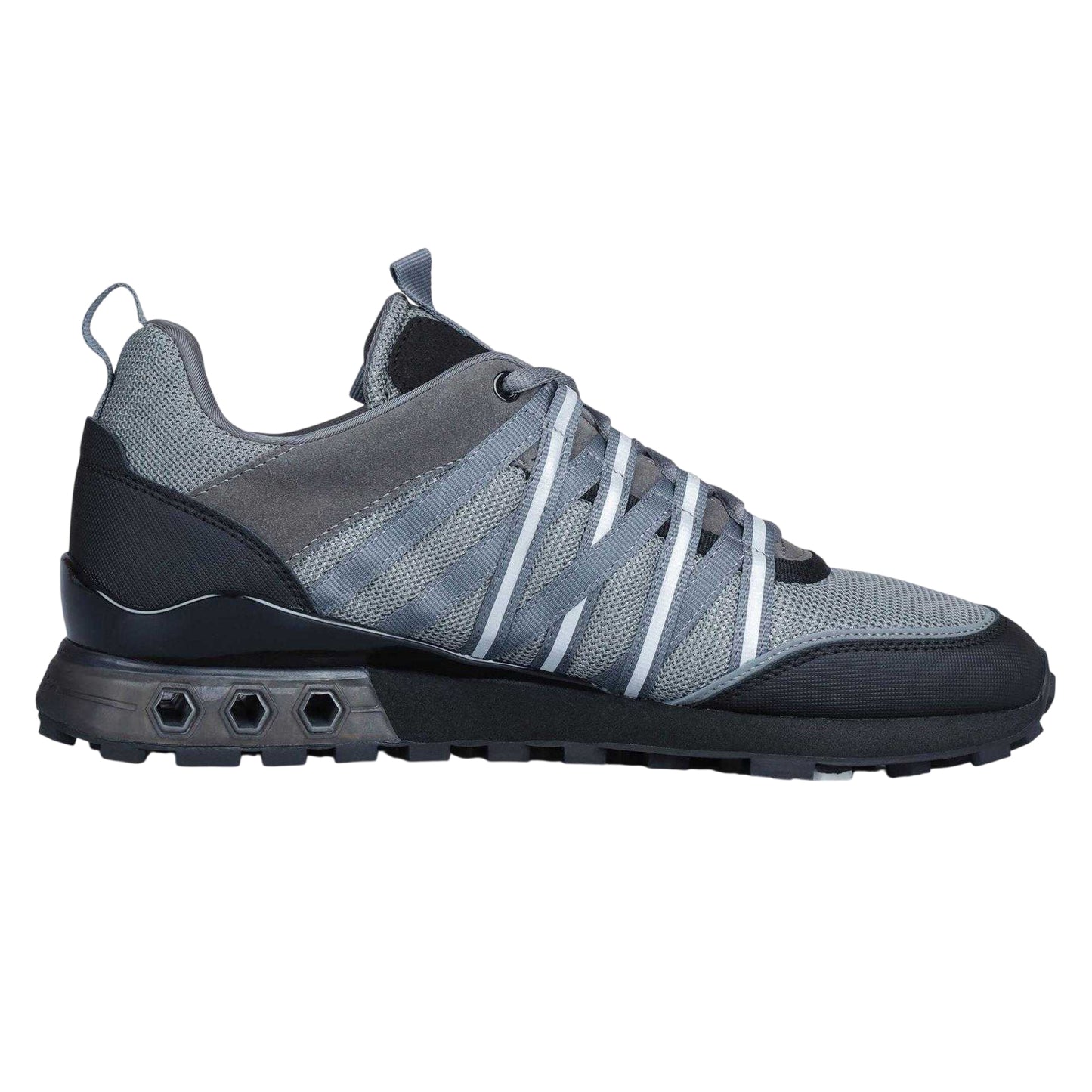 Grey - Front - Cruyff Mens Fearia Eclipse Suede Hex-Tech Walking Trainers
