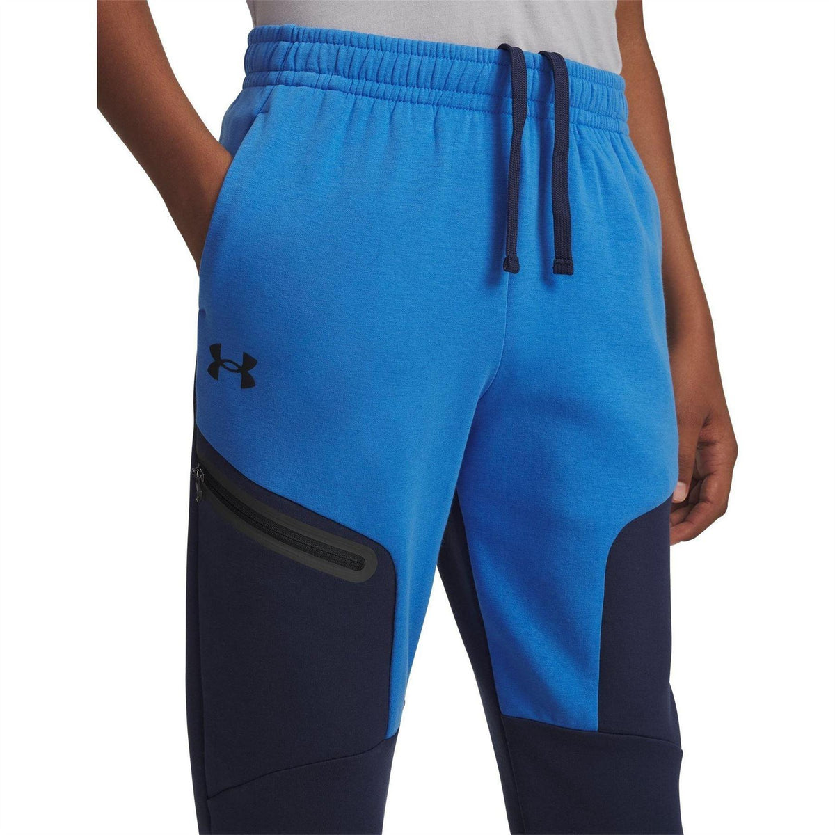Blue - Side - Under Armour Boys Unstoppable Fleece Joggers