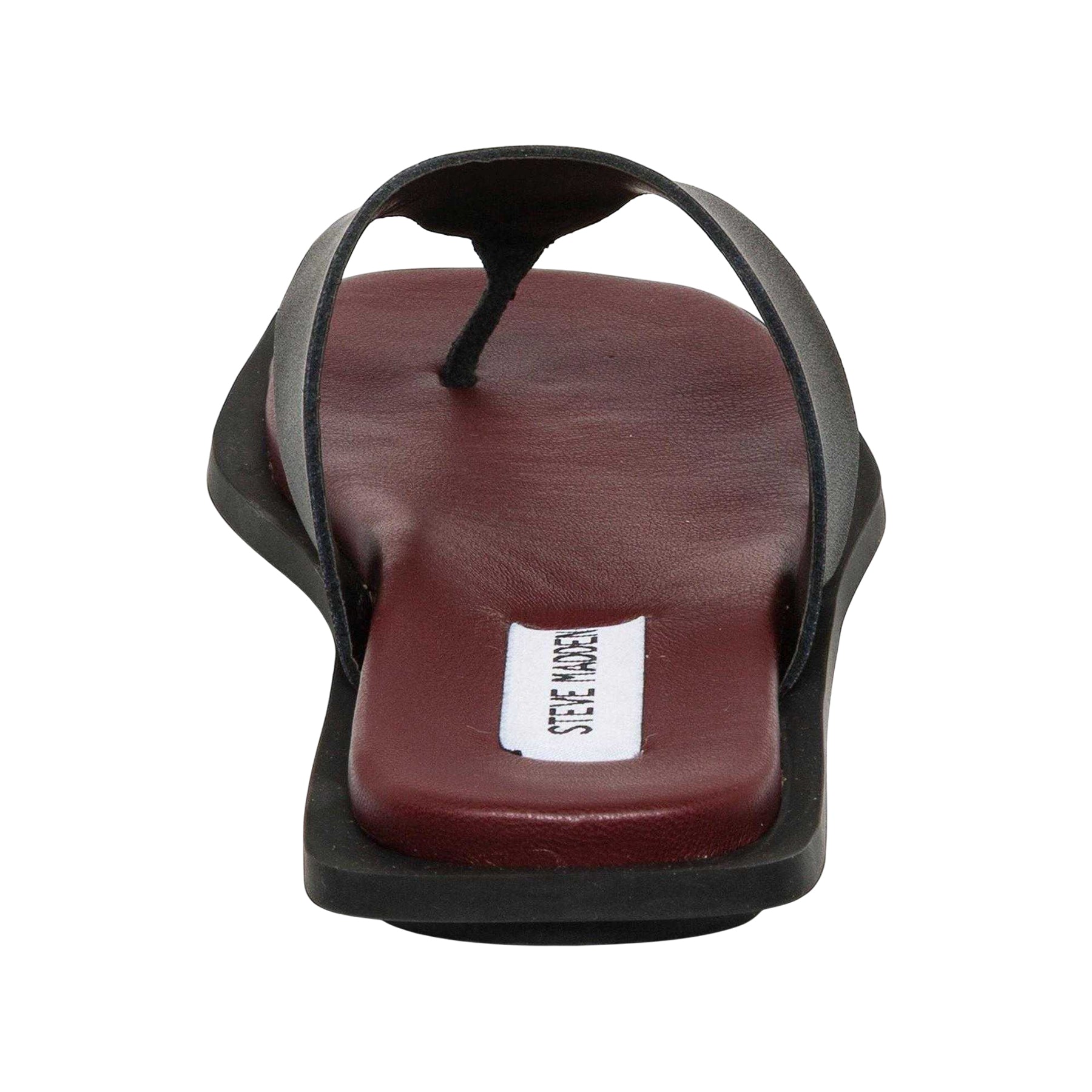 Black-Burgundy - Back - Steve Madden Womens-Ladies Splash B Toe Post Flat Flip Flops