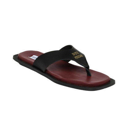 Black-Burgundy - Lifestyle - Steve Madden Womens-Ladies Splash B Toe Post Flat Flip Flops