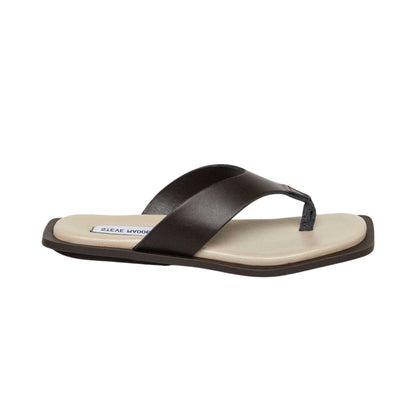Dark Chocolate - Front - Steve Madden Womens-Ladies Splash B Toe Post Flat Flip Flops