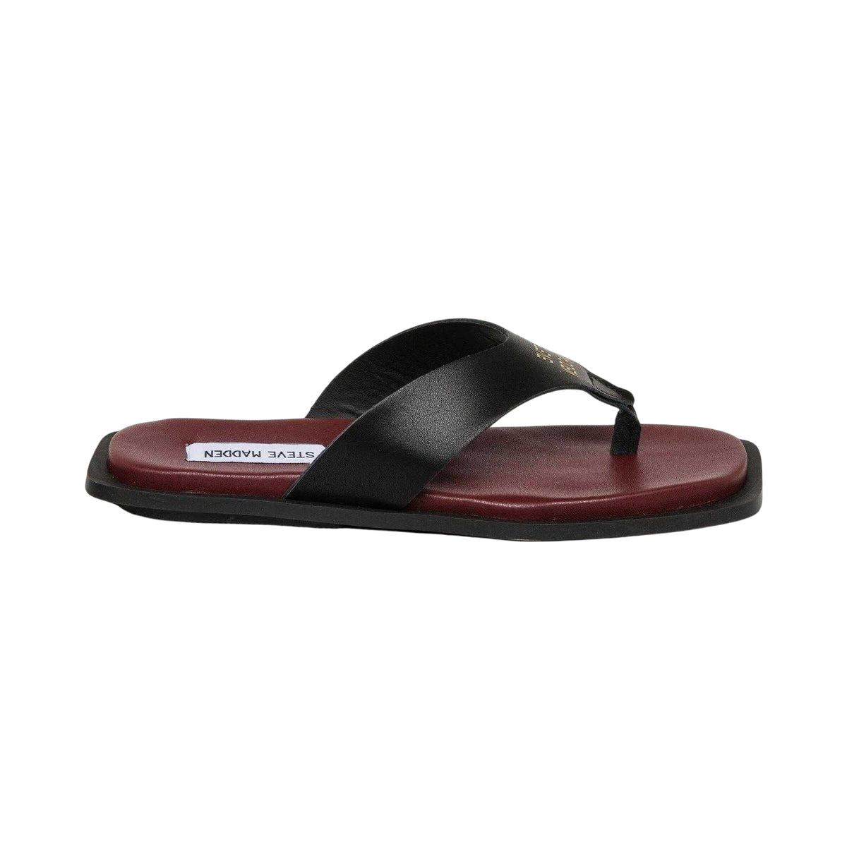 Black-Burgundy - Front - Steve Madden Womens-Ladies Splash B Toe Post Flat Flip Flops