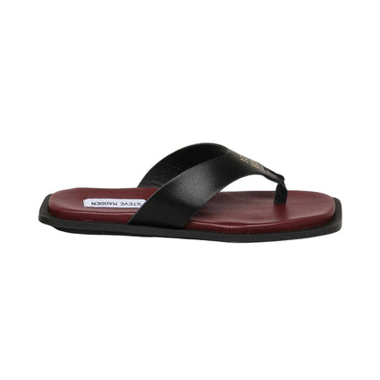 Black-Burgundy - Front - Steve Madden Womens-Ladies Splash B Toe Post Flat Flip Flops