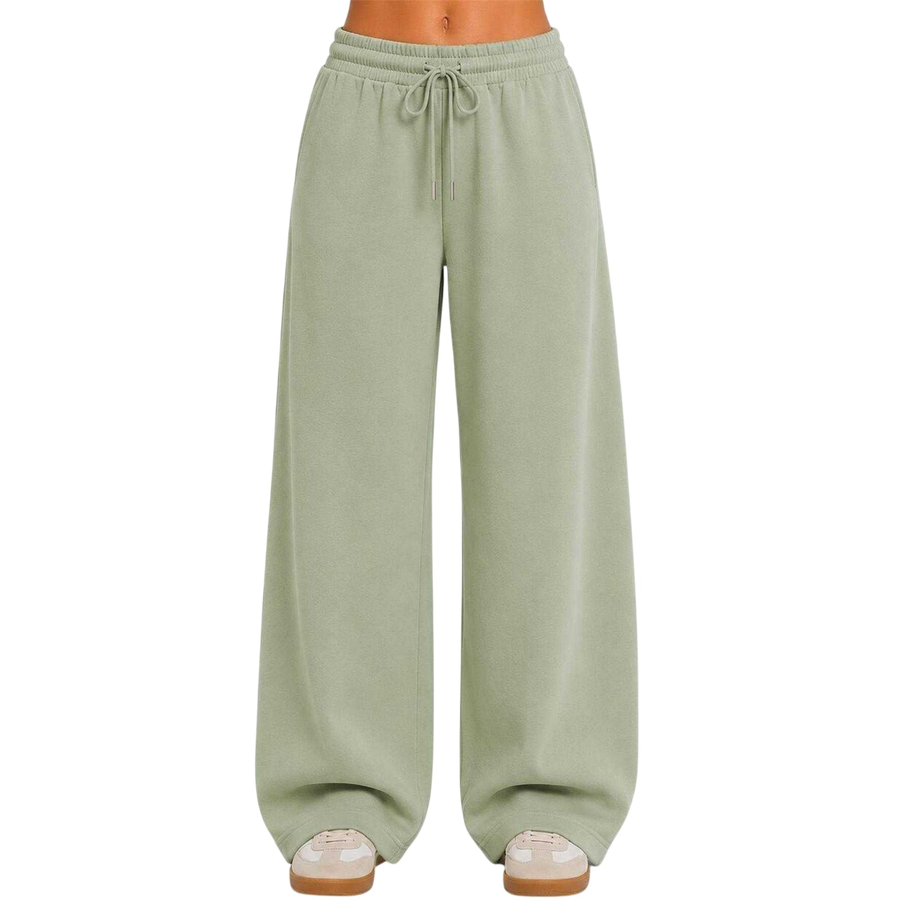 Sage - Front - I Saw It First Womens-Ladies Fleece Barrel Joggers