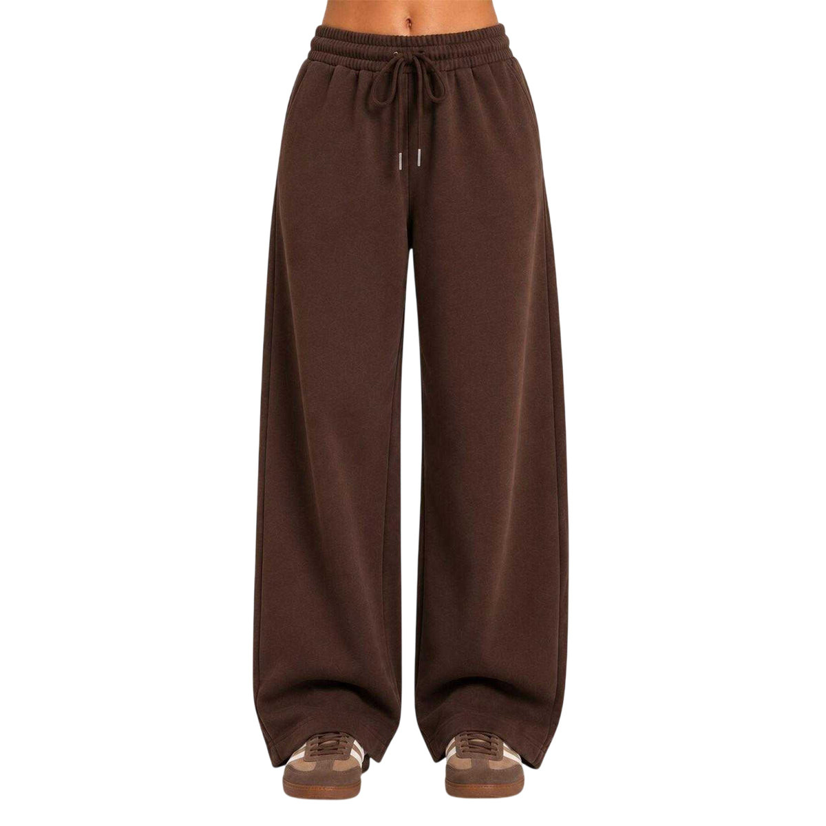 Chocolate - Front - I Saw It First Womens-Ladies Fleece Barrel Joggers