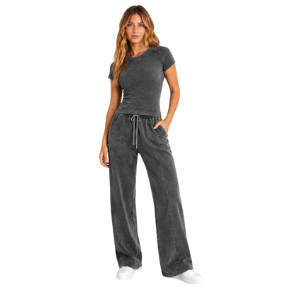 Charcoal - Lifestyle - I Saw It First Womens-Ladies Acid Wash Joggers