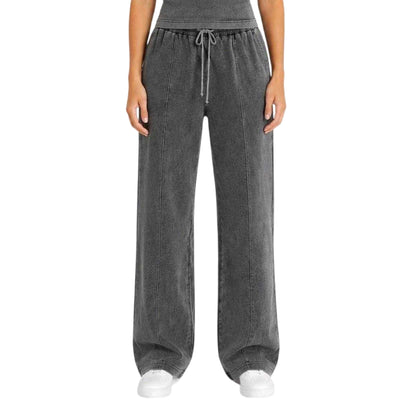 Charcoal - Front - I Saw It First Womens-Ladies Acid Wash Joggers
