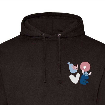 Black - Side - Lilo & Stitch Mens Love Heart Hoodie