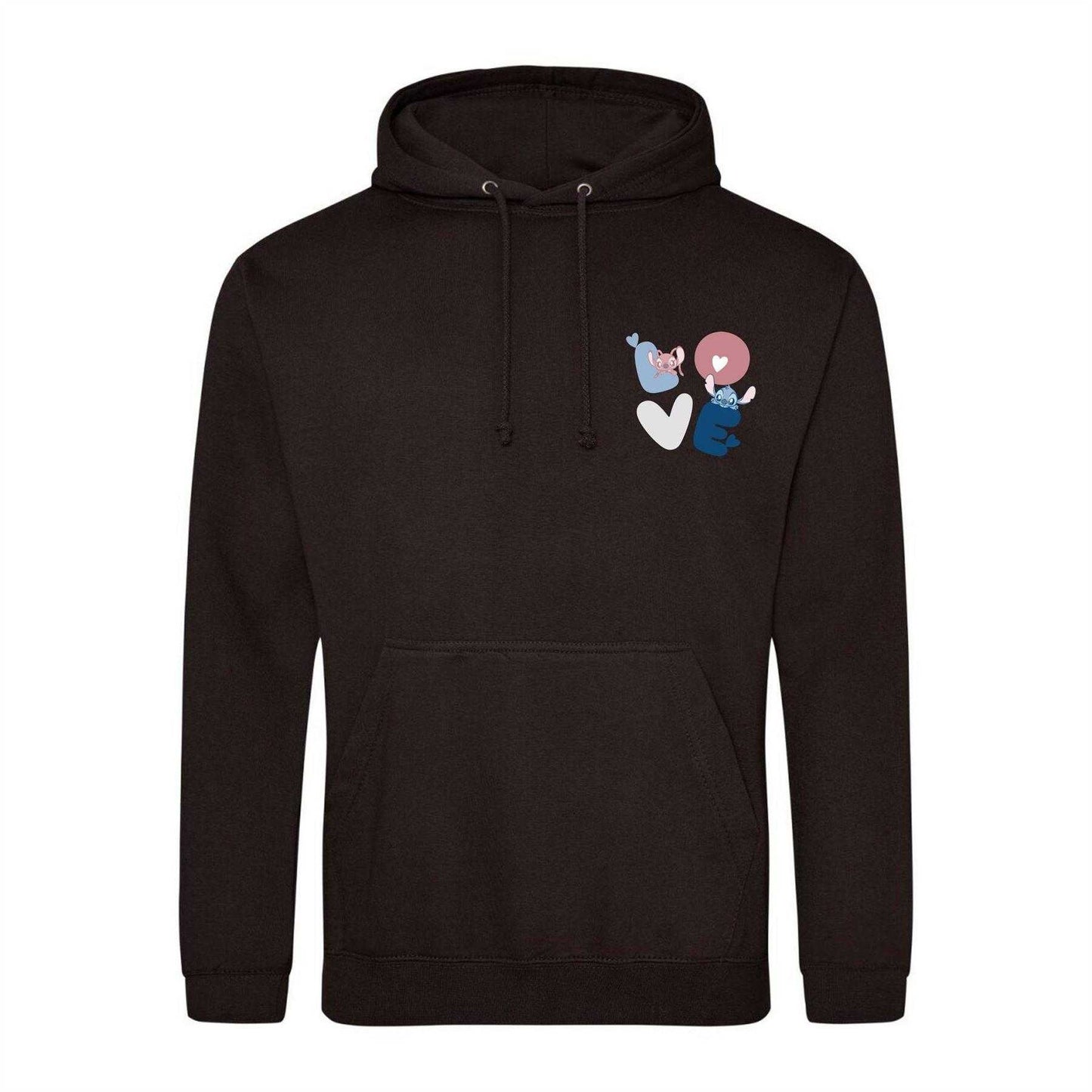 Black - Front - Lilo & Stitch Mens Love Heart Hoodie