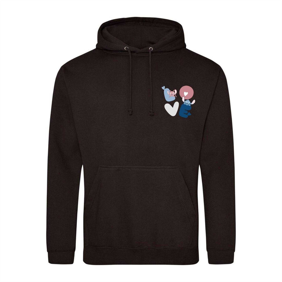 Black - Front - Lilo & Stitch Mens Love Heart Hoodie