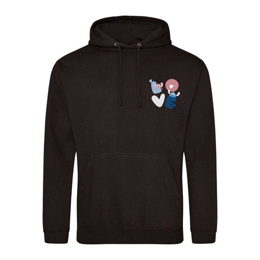 Black - Front - Lilo & Stitch Mens Love Heart Hoodie