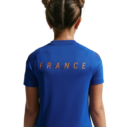 Blue-White - Back - Nike Childrens-Kids 2026-27 France Short-Sleeved T-Shirt