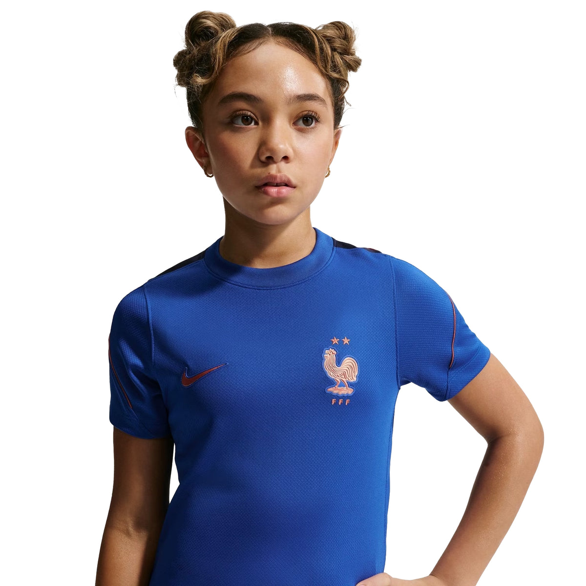 Blue-White - Side - Nike Childrens-Kids 2026-27 France Short-Sleeved T-Shirt