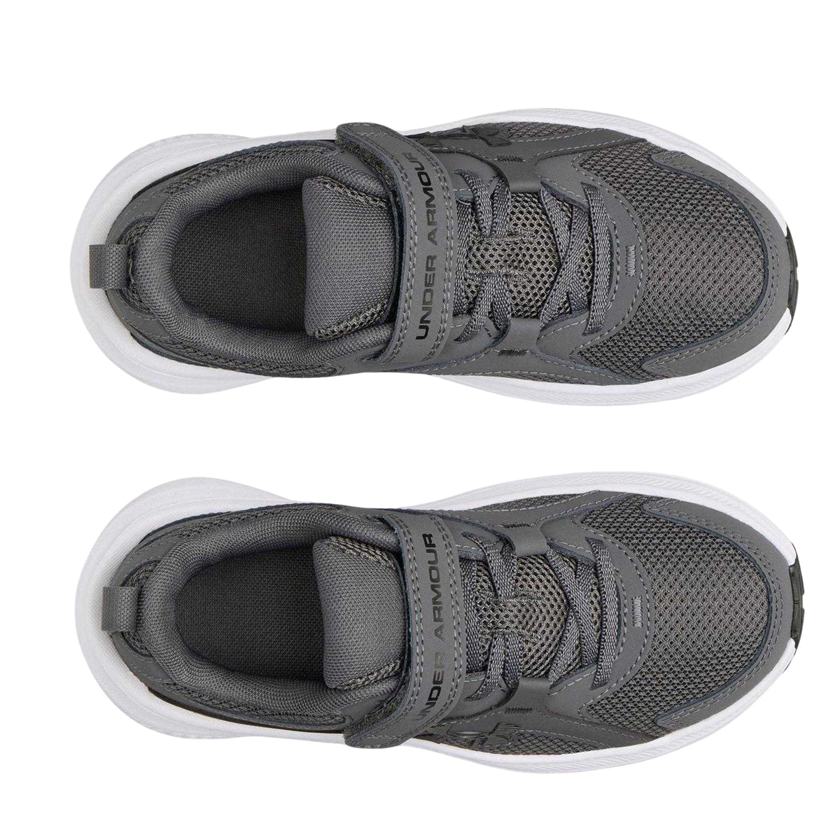 Grey-White - Side - Under Armour Childrens-Kids Assert 11 Hook and Loop Trainers