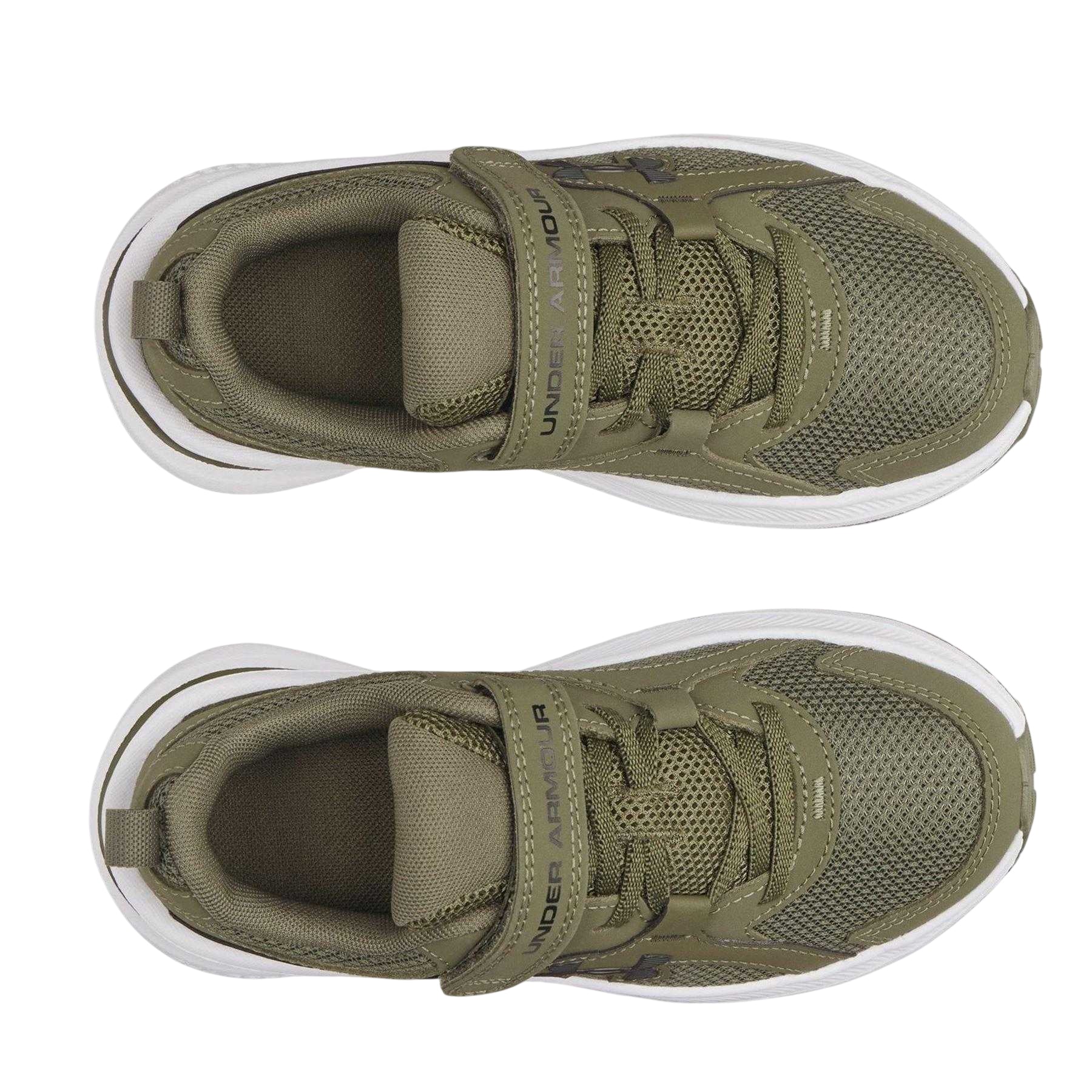 Marine OD Green - Side - Under Armour Childrens-Kids Assert 11 Hook and Loop Trainers