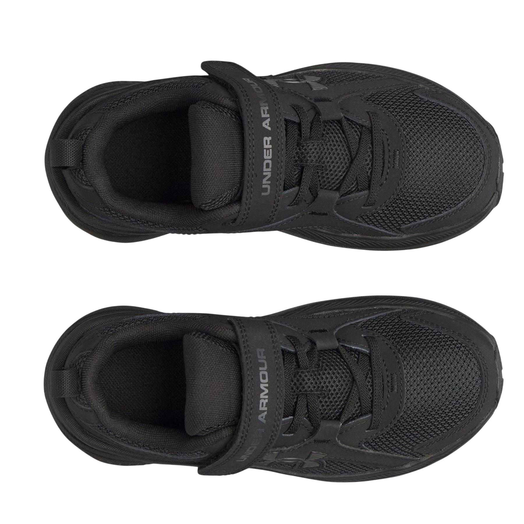 Black - Side - Under Armour Childrens-Kids Assert 11 Hook and Loop Trainers