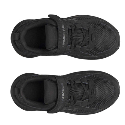 Black - Side - Under Armour Childrens-Kids Assert 11 Hook and Loop Trainers