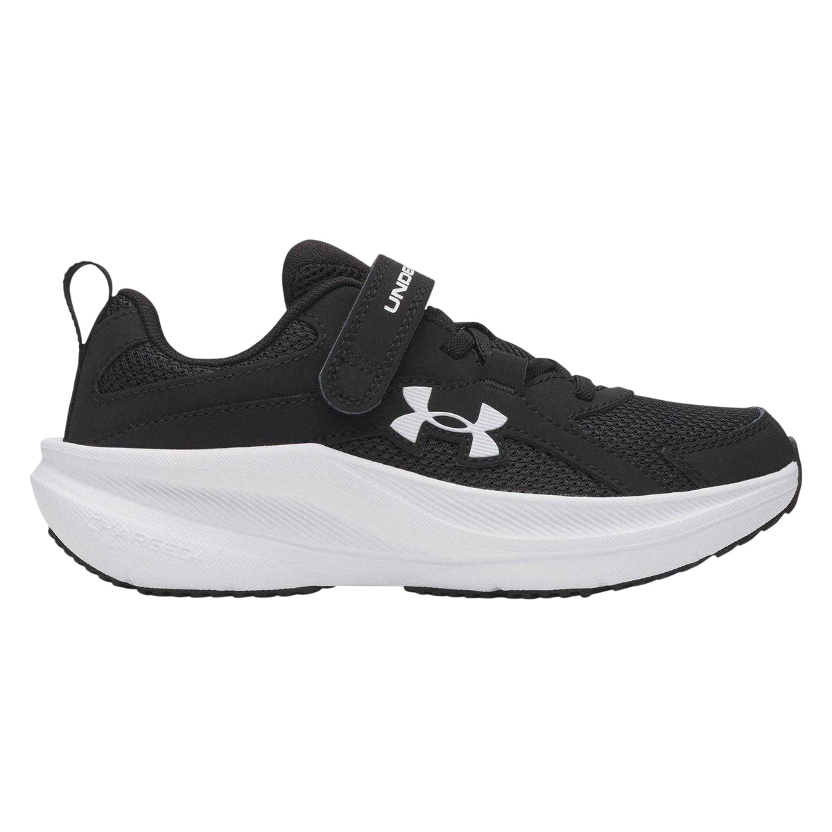 Black-White - Front - Under Armour Childrens-Kids Assert 11 Hook and Loop Trainers