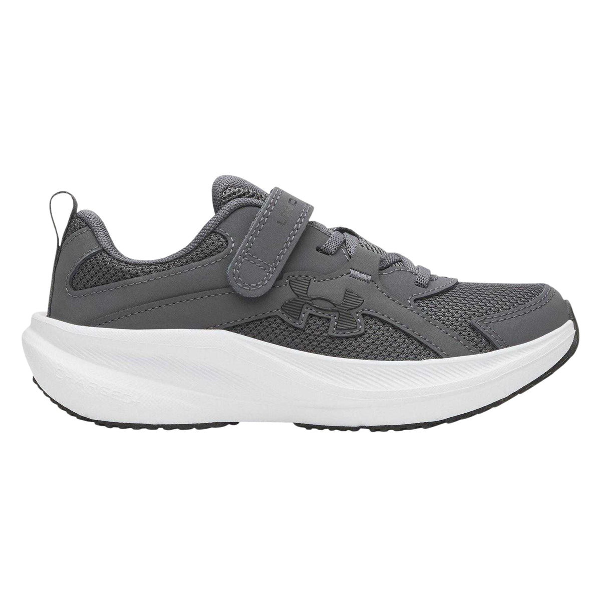 Grey-White - Front - Under Armour Childrens-Kids Assert 11 Hook and Loop Trainers