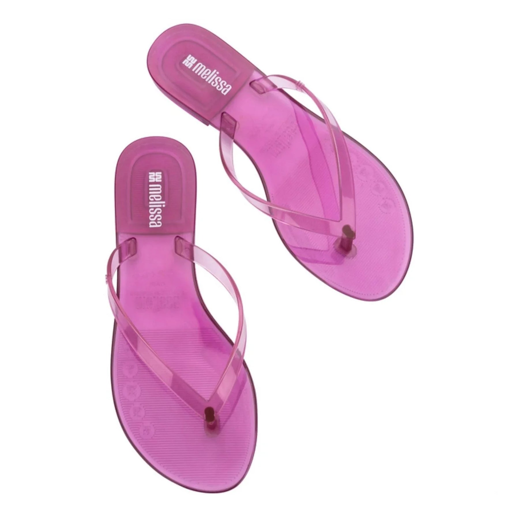 Pink - Side - Melissa Womens-Ladies Harmonic Jelly Gloss Thong Strap Flat Flip Flops