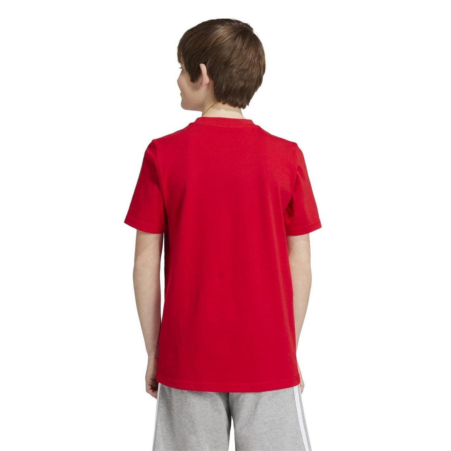 Red-Light Grey-Black - Back - Adidas Childrens-Kids Camo Logo Cotton T-Shirt